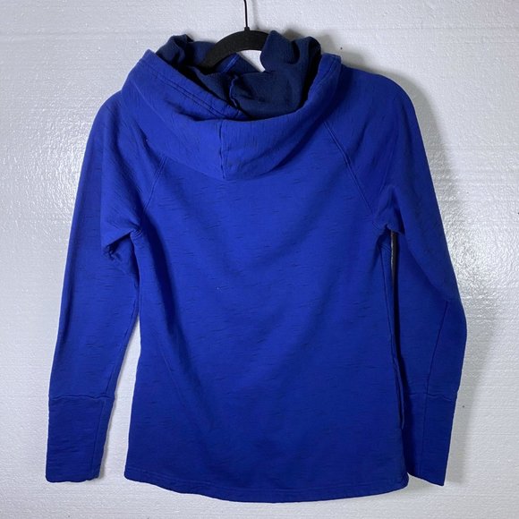 Lucy Medium Blue Cowl Funnel Neck Pullover Hoodie - Picture 3 of 9